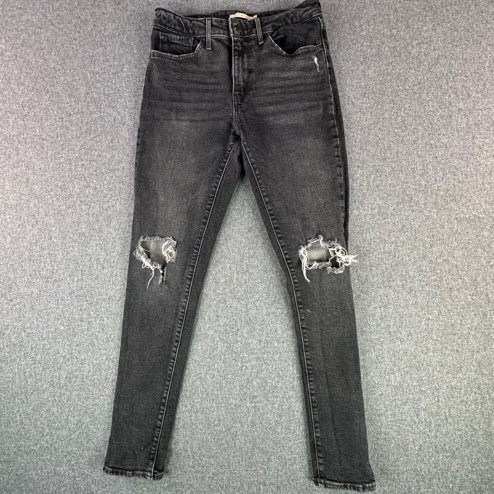 Levi's Jeans Women 29 721 High Rise Skinny Black Distressed